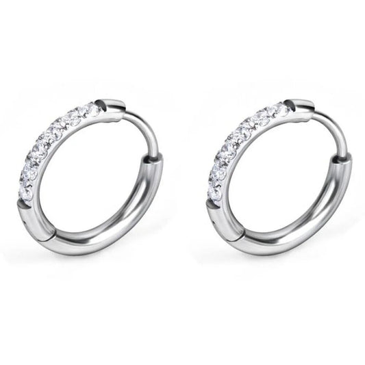 Pave Small Hoops